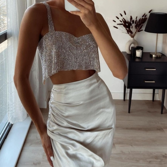 Zara * Satin Effect Midi Skirt - Picture 6 of 10